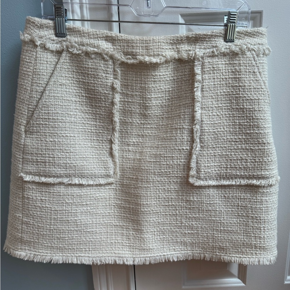 Cinq à Sept Cream Textured Mini Skirt